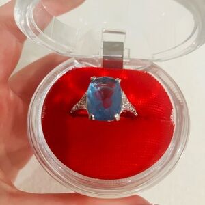 Elegant vintage Blue and Silver Statement Ring